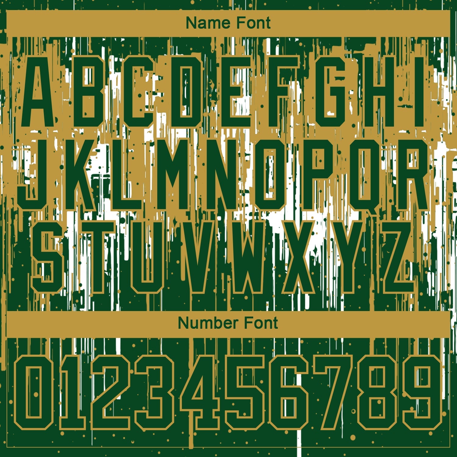 Custom Green Old Gold-White Dripping Splatter Pattern Hockey Lace Neck Jersey view 7