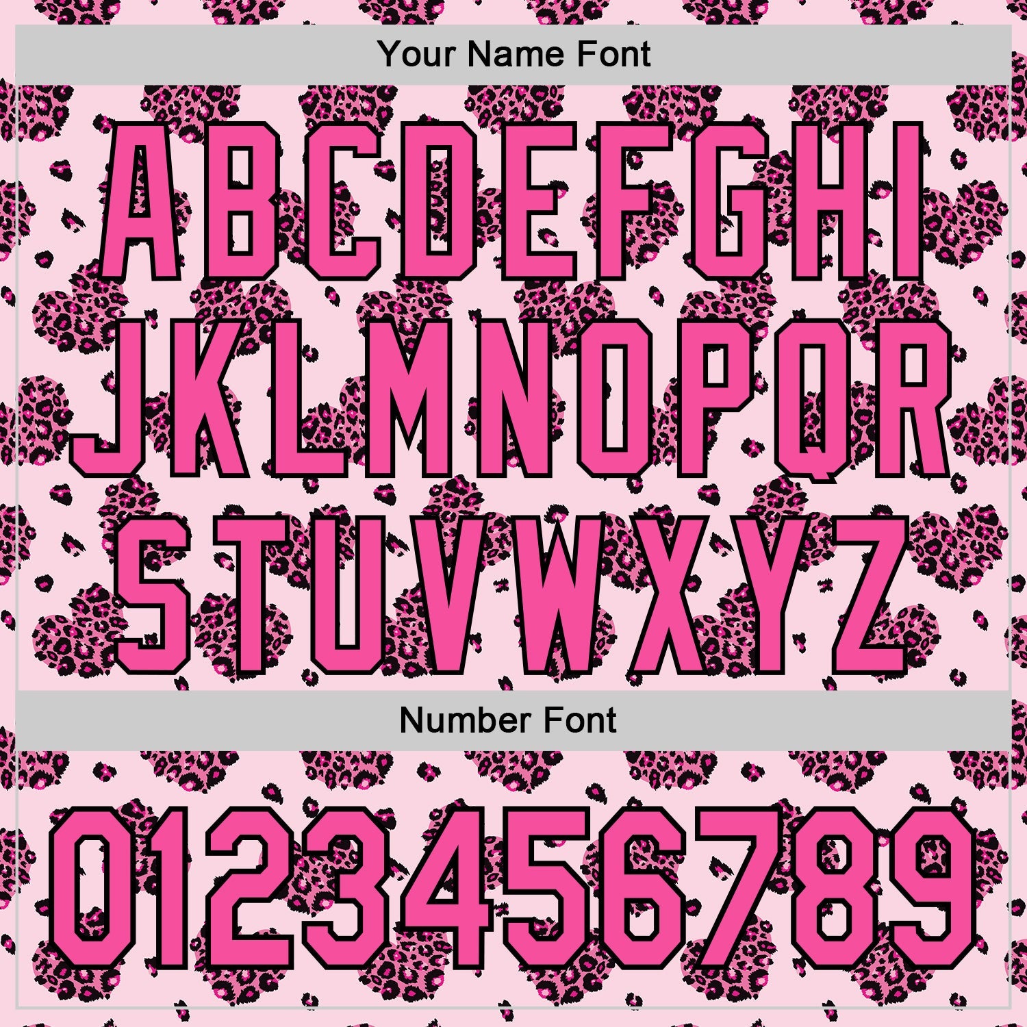 Custom Pink Black Valentine's Day Love Heart Authentic Baseball Jersey view 5