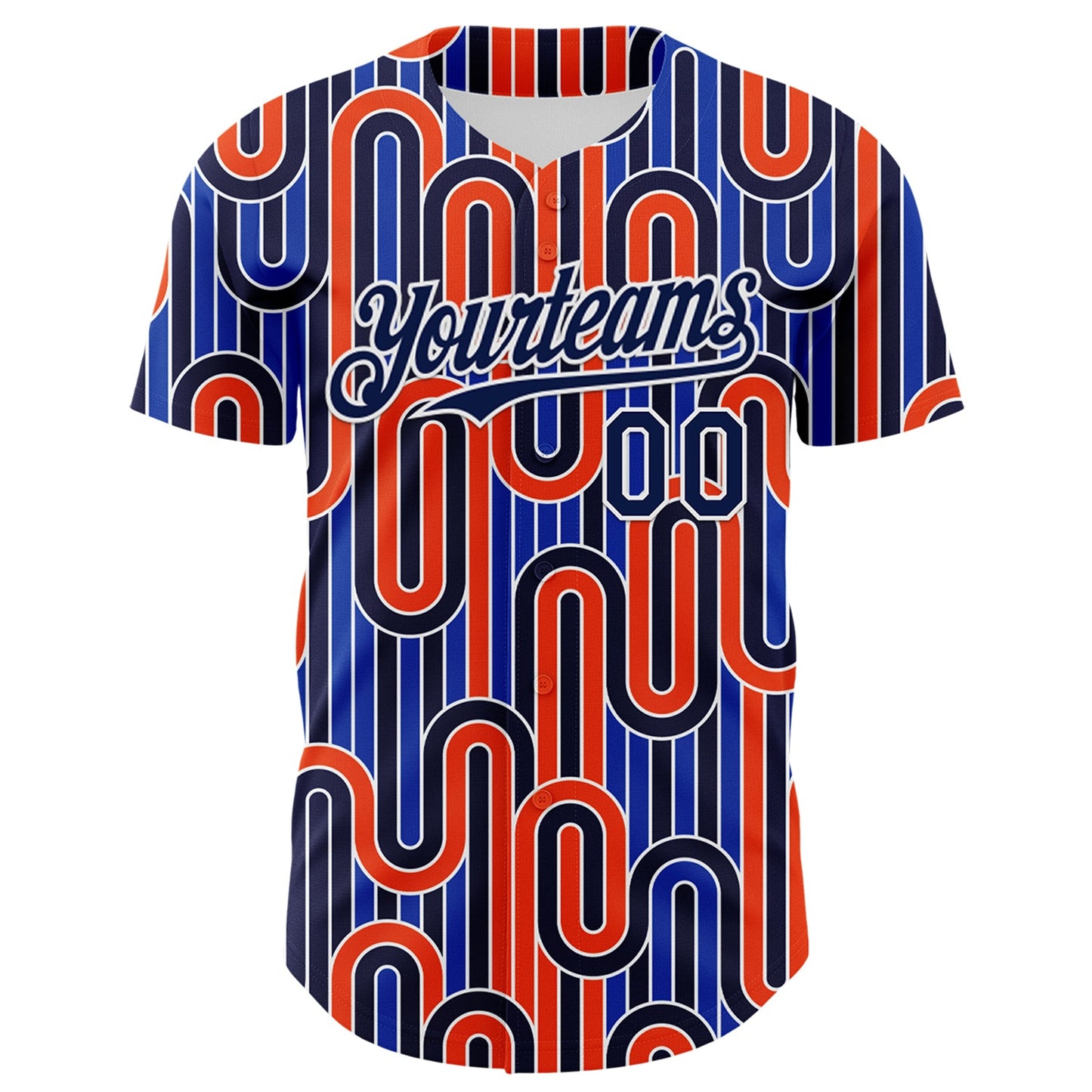 Custom Blue Navy Orange-White Valentine's Day Line Authentic Baseball Jersey view 2