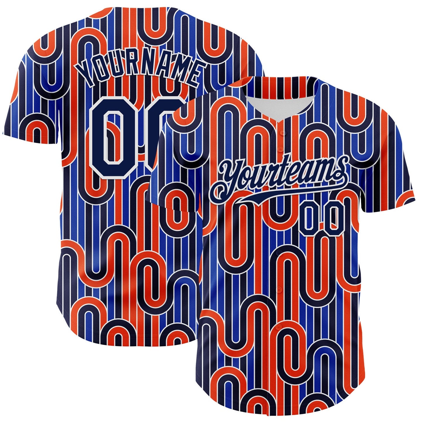 Custom Blue Navy Orange-White Valentine's Day Line Authentic Baseball Jersey - Main View