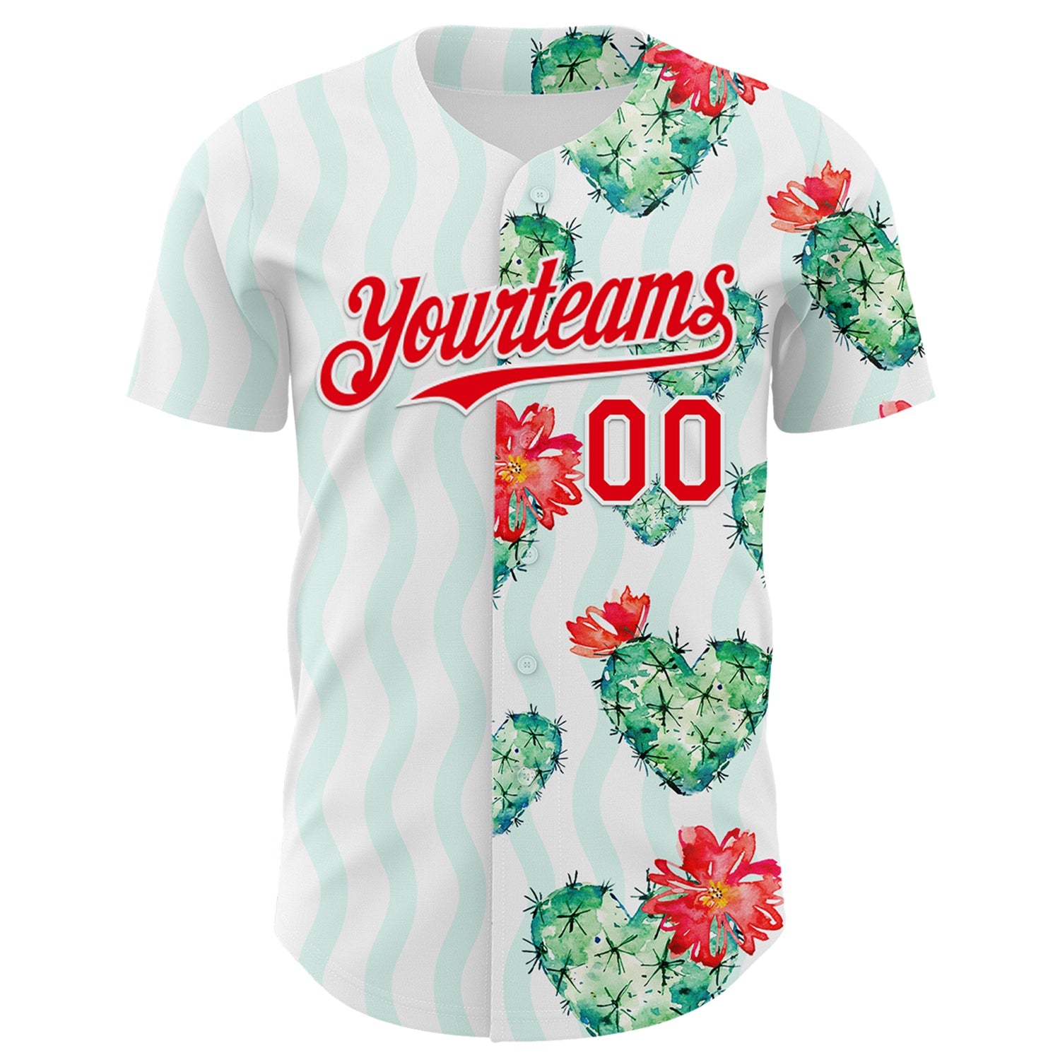 Custom White Fire Red-Green Valentine's Day Love Heart Authentic Baseball Jersey view 2
