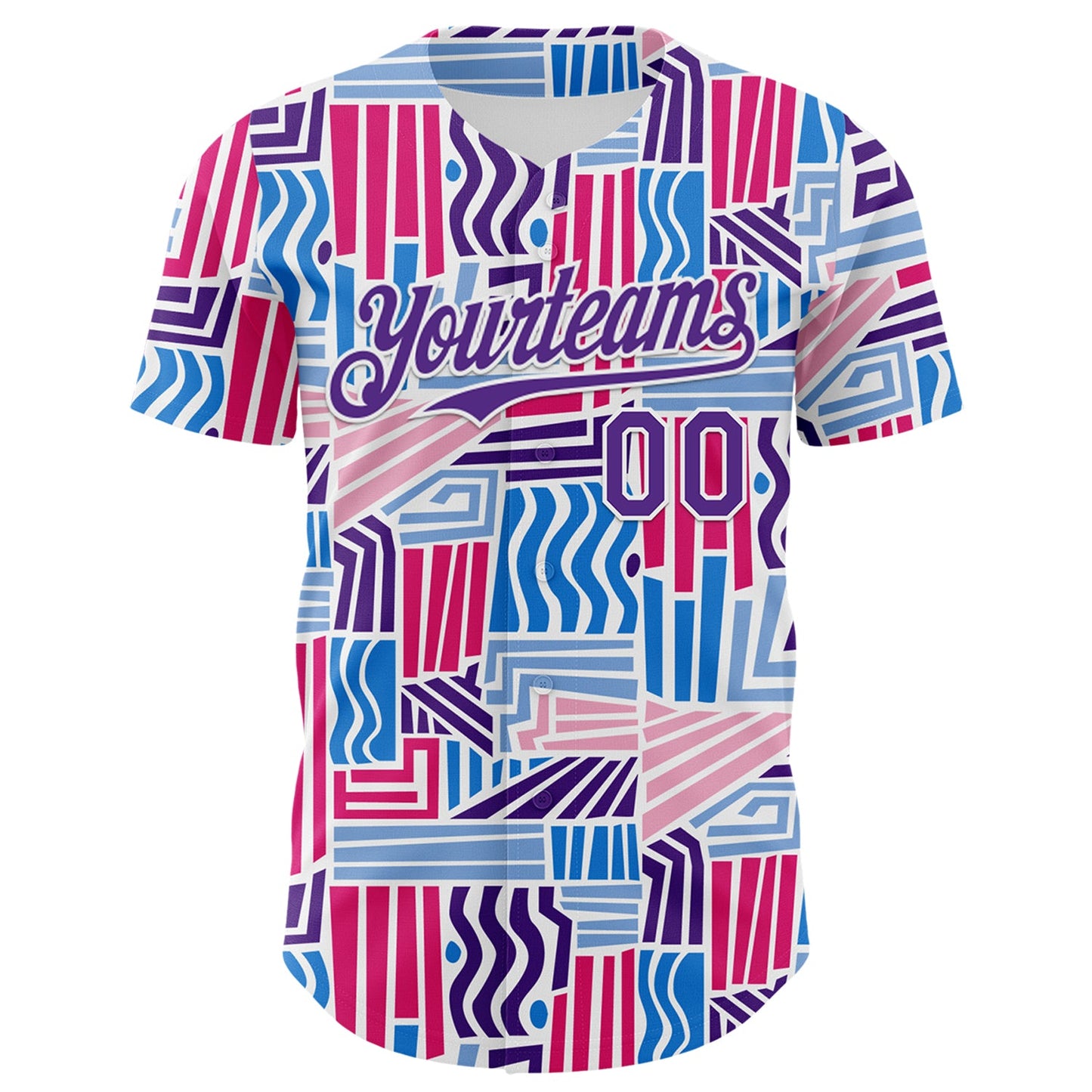 Custom Blue Purple Red-White Valentine's Day Line Authentic Baseball Jersey view 2