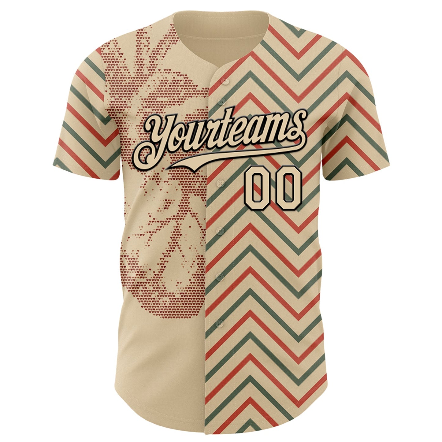 Custom City Cream Black Valentine's Day Heart Authentic Baseball Jersey view 2