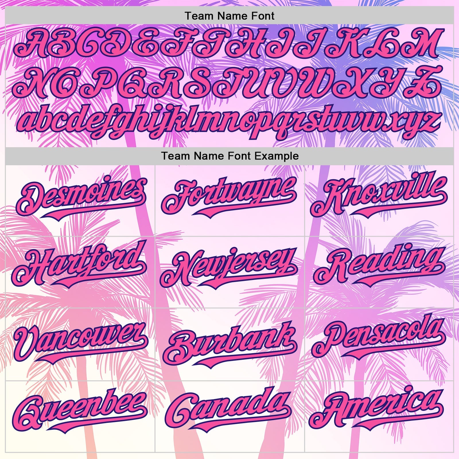 Custom Pink Dark Purple-White Valentine's Day Gradient Coconut Trees Authentic Baseball Jersey view 4