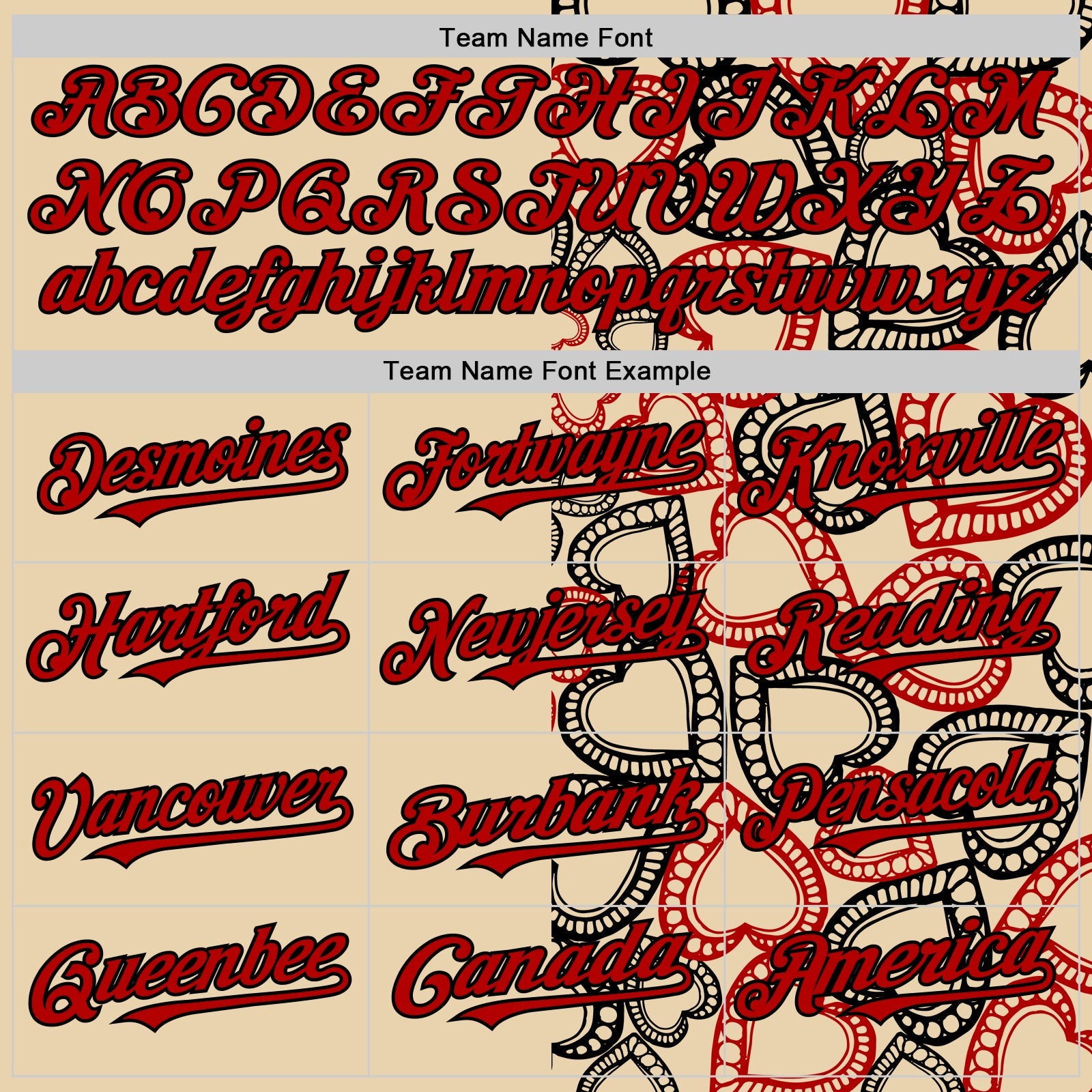 Custom City Cream Red-Black Valentine's Day Love Heart Authentic Baseball Jersey view 4