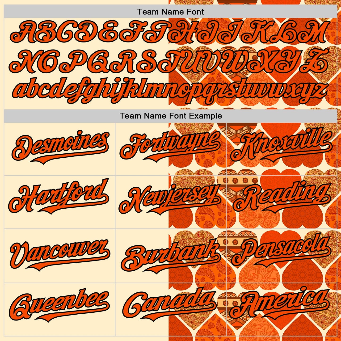 Custom Orange Cream-Black Valentine's Day Love Heart Authentic Baseball Jersey view 4