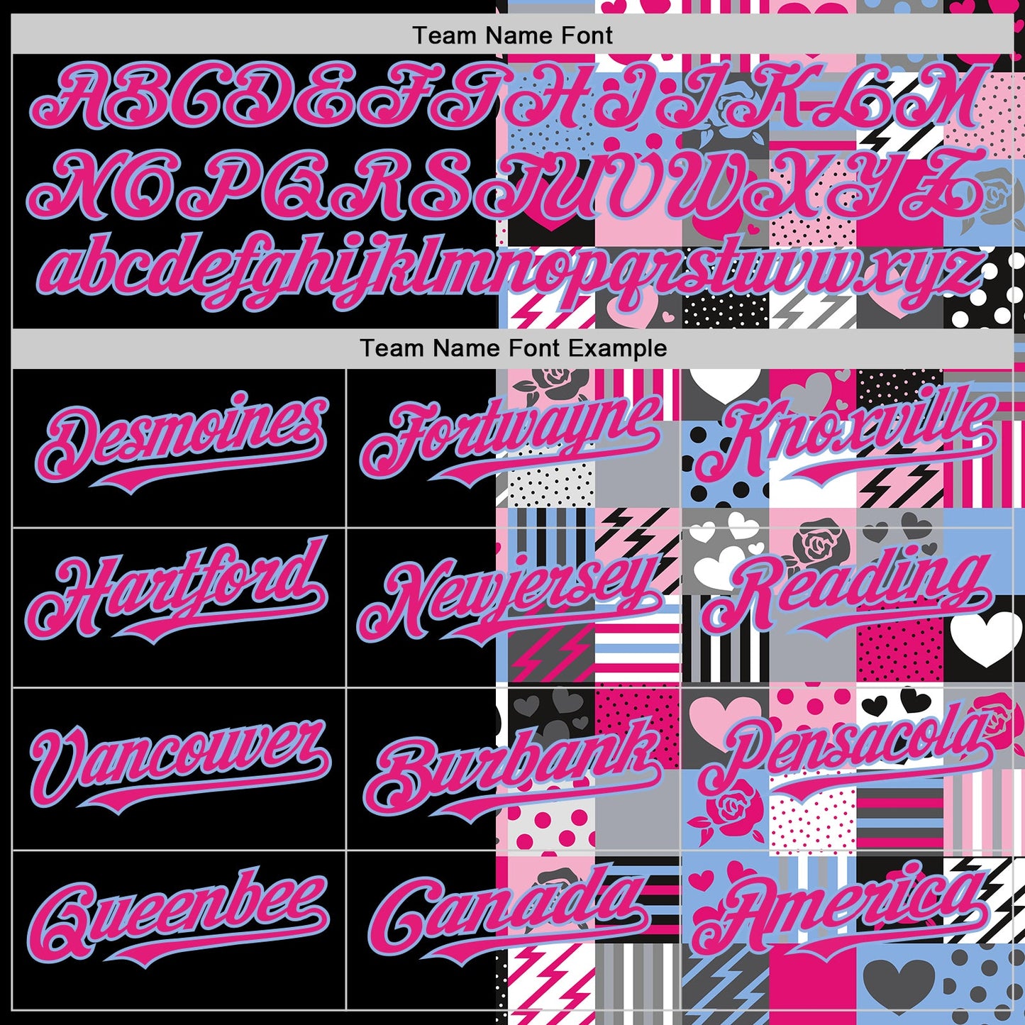 Custom Black Hot Pink-Light Blue Valentine's Day Love Heart Authentic Baseball Jersey view 4