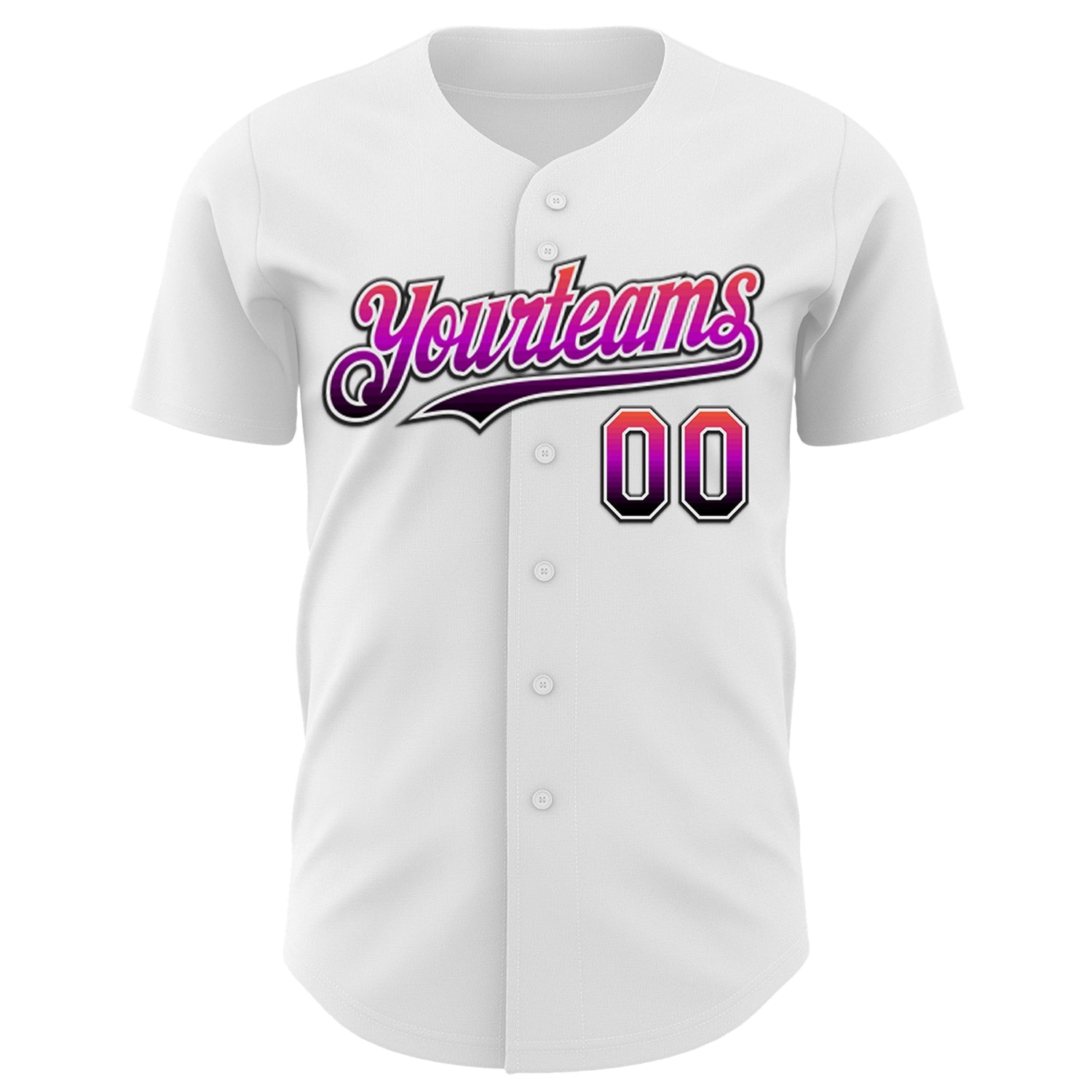 Custom White Gradient-Black Valentine's Day Love Heart Authentic Baseball Jersey view 2