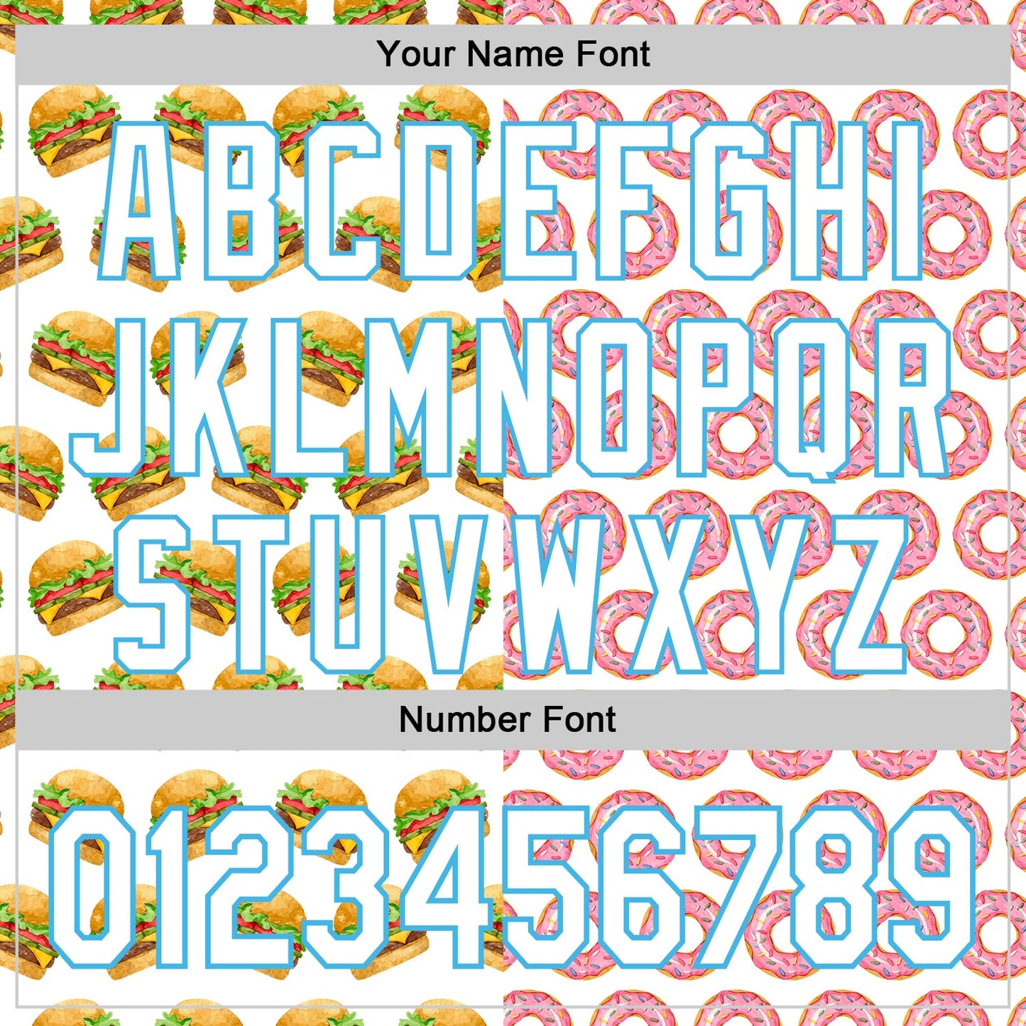 Custom White Sky Blue Valentine's Day Donut Meets Hamburger Authentic Baseball Jersey view 5