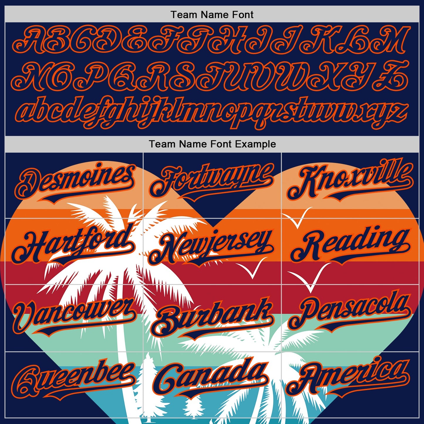 Custom Navy Orange Valentine's Day Coconut Trees Authentic Baseball Jersey view 4