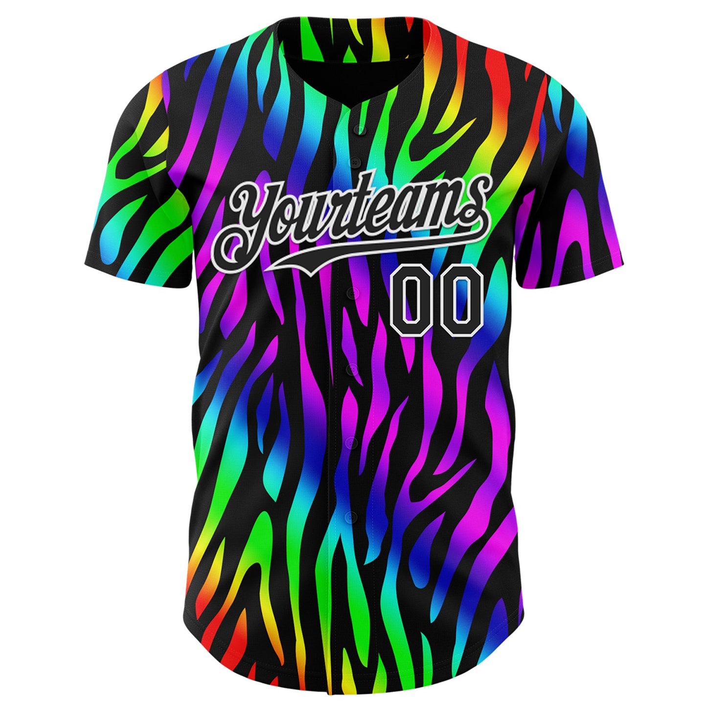 Custom Black White Valentine's Day Striped Pride Month Love Is Love Authentic Baseball Jersey view 2