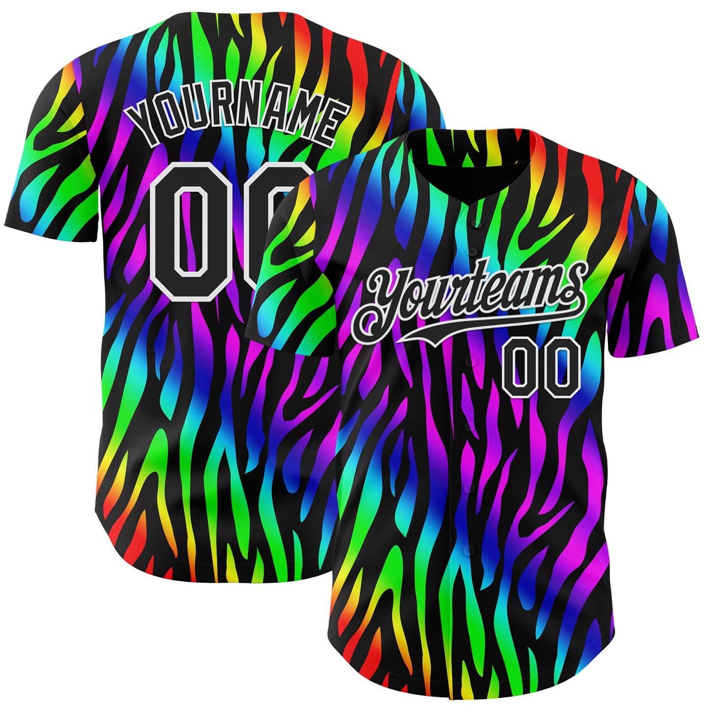 Custom Black White Valentine's Day Striped Pride Month Love Is Love Authentic Baseball Jersey - Main View