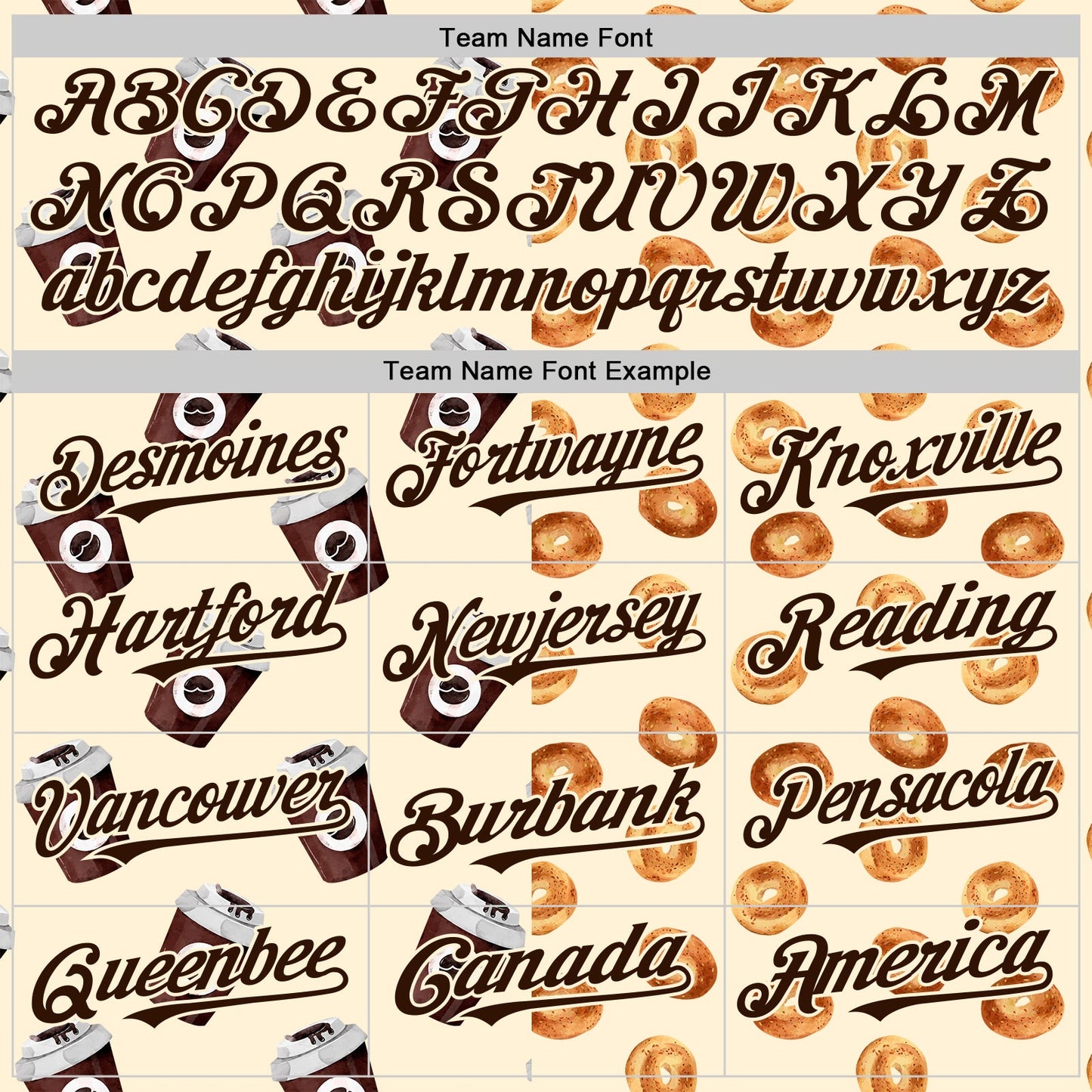 Custom Cream Brown Valentine's Day Bagel Meets Coffee Authentic Baseball Jersey view 4