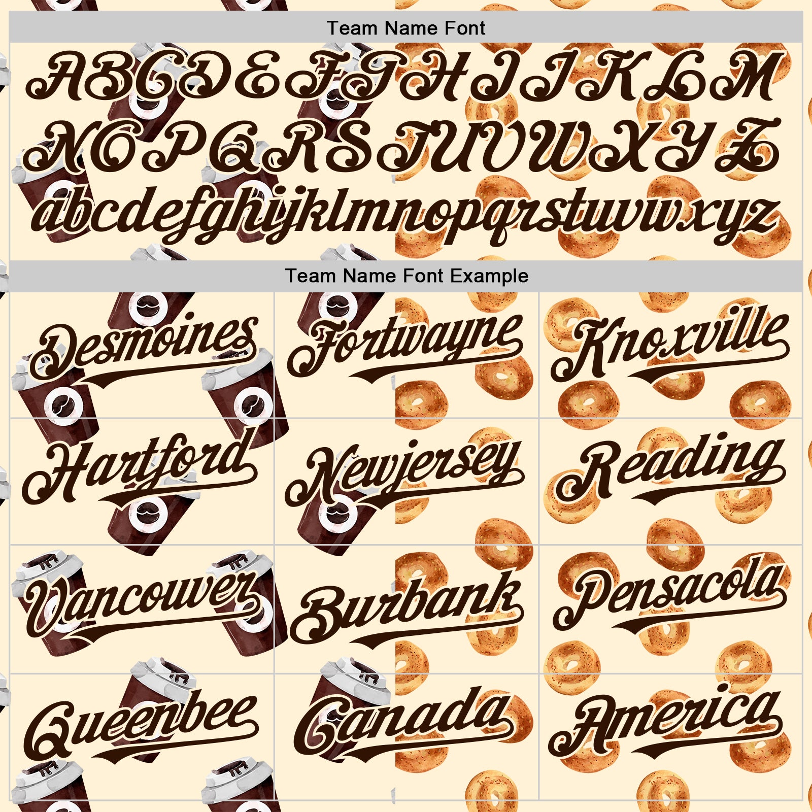 Custom Cream Brown Valentine's Day Bagel Meets Coffee Authentic Baseball Jersey view 4