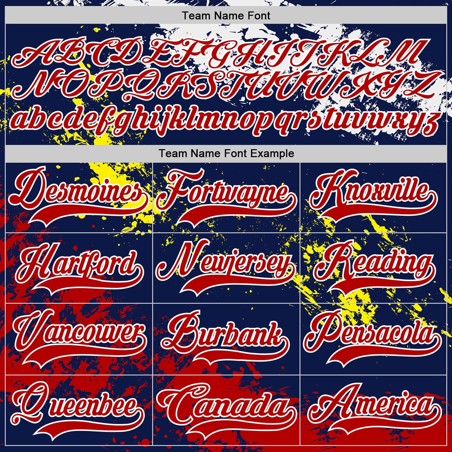 Custom Navy Red Yellow-White Abstract Splatter Paint Hockey Lace Neck Jersey view 6
