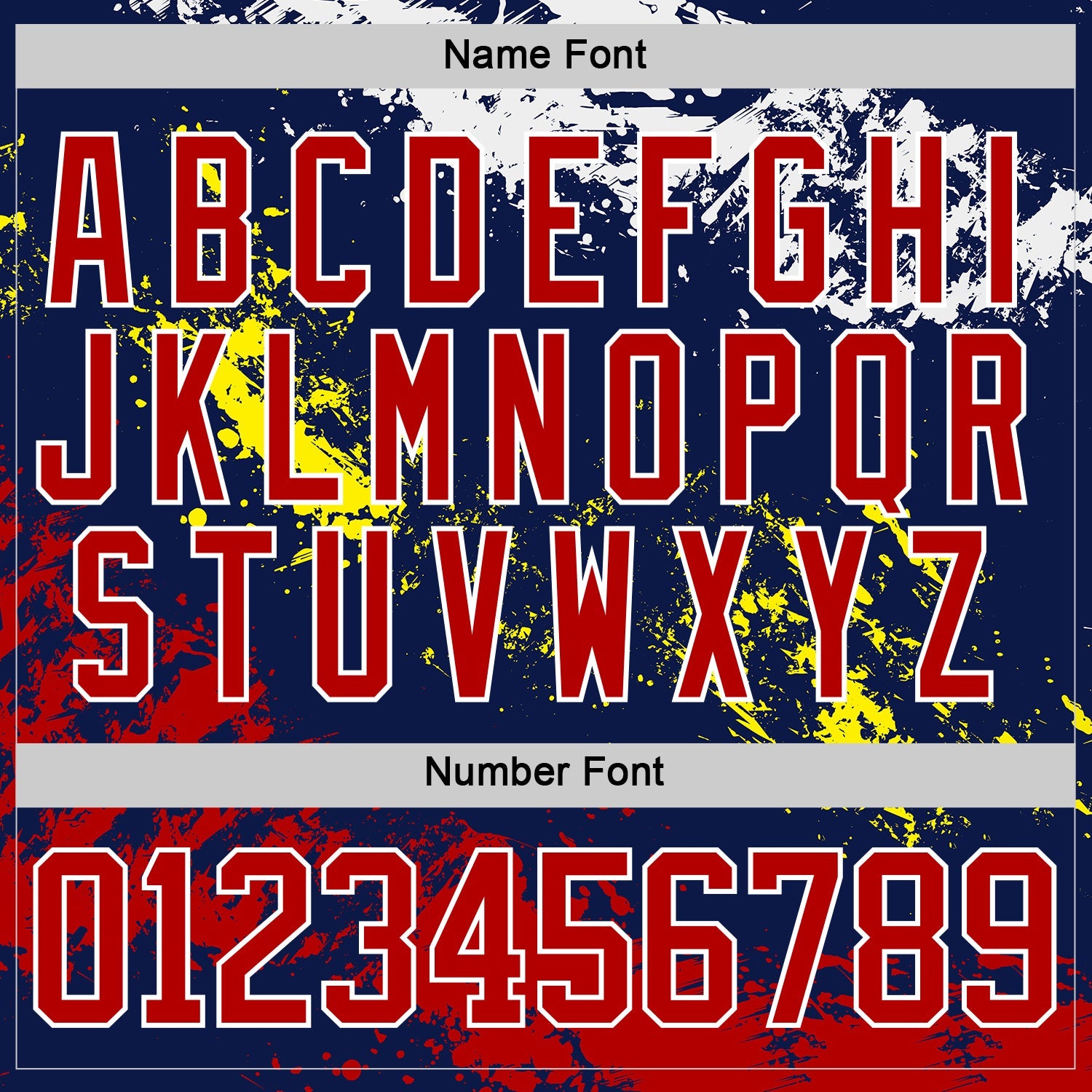 Custom Navy Red Yellow-White Abstract Splatter Paint Hockey Lace Neck Jersey view 7