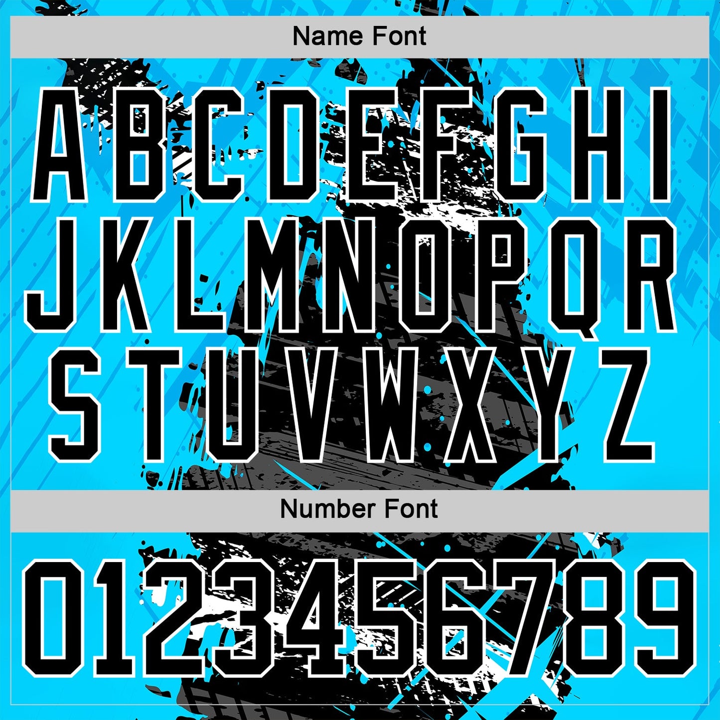 Custom Blue Black-White Abstract Splatter Paint Grunge Hockey Lace Neck Jersey view 7