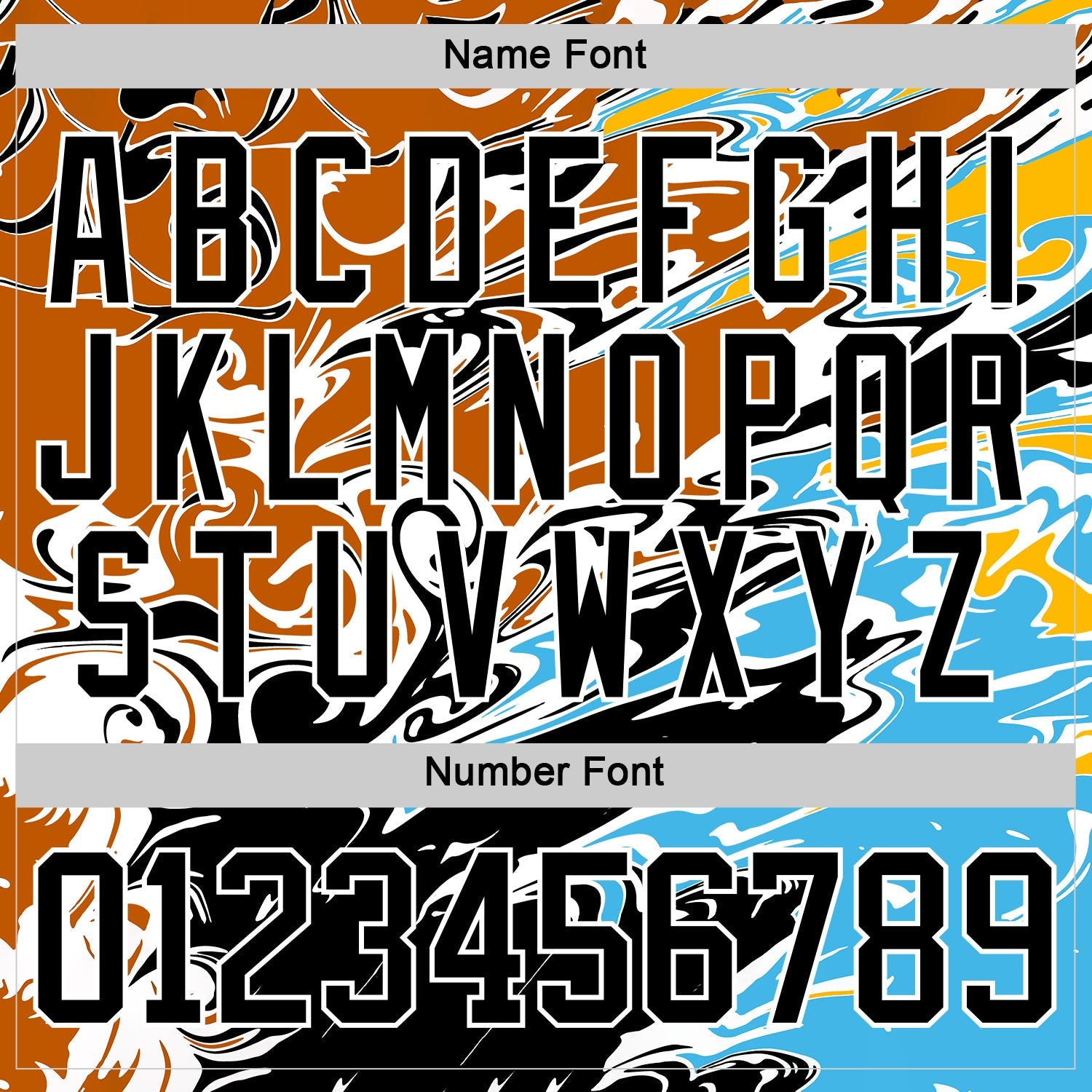 Custom Texas Orange Black Blue Yellow-White Abstract Splatter Paint Hockey Lace Neck Jersey view 7