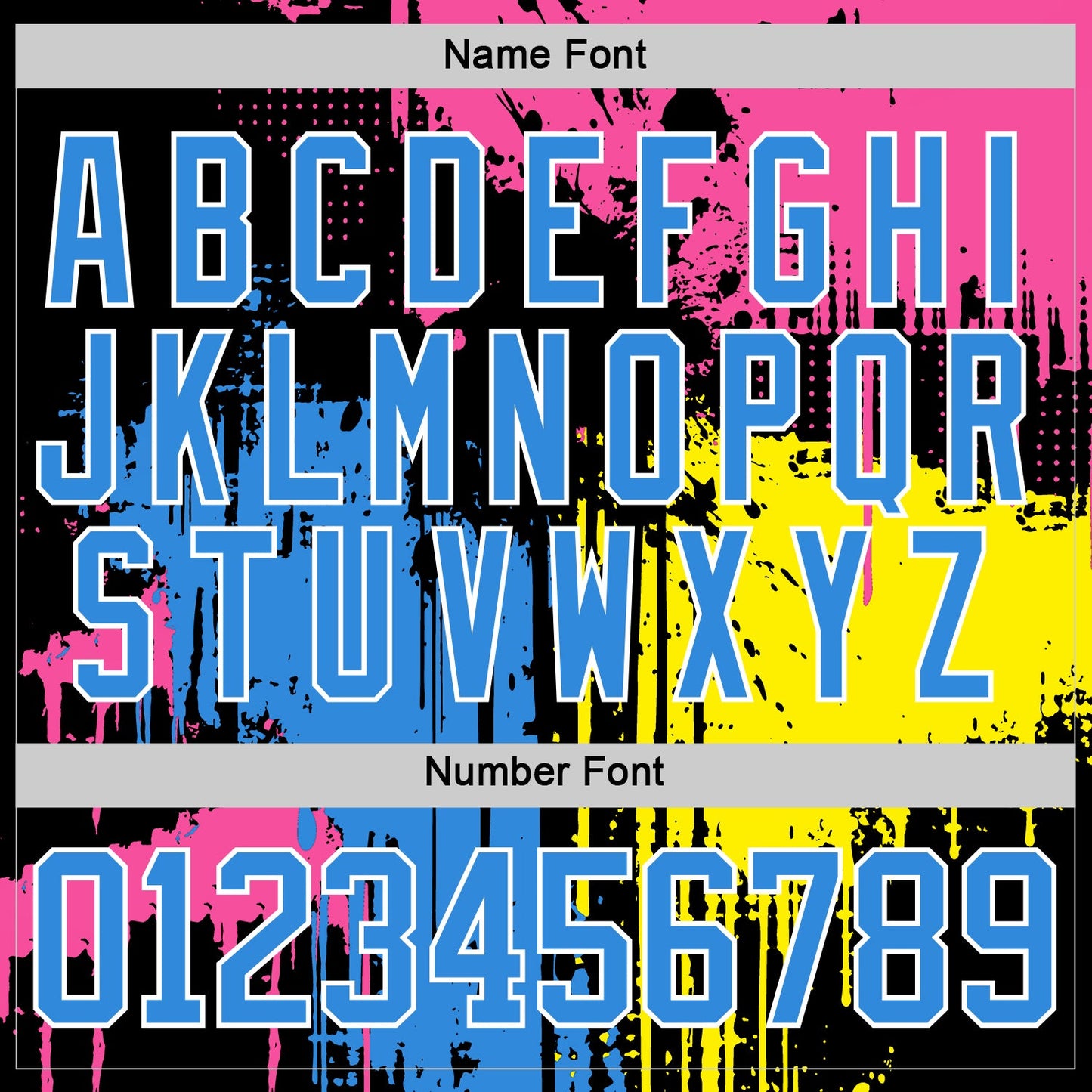 Custom Black Powder Blue Pink Yellow-White Abstract Splatter Paint Hockey Lace Neck Jersey view 7