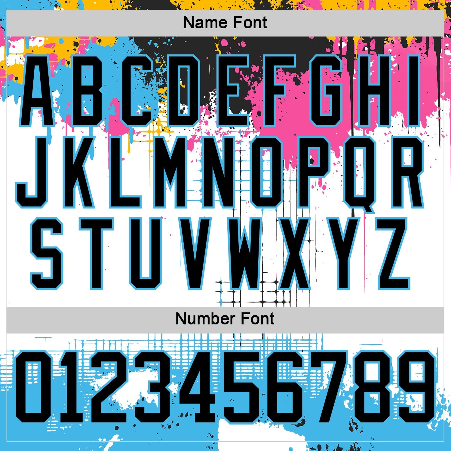 Custom White Black Sky Blue Pink-Gold Abstract Splatter Paint Hockey Lace Neck Jersey view 7