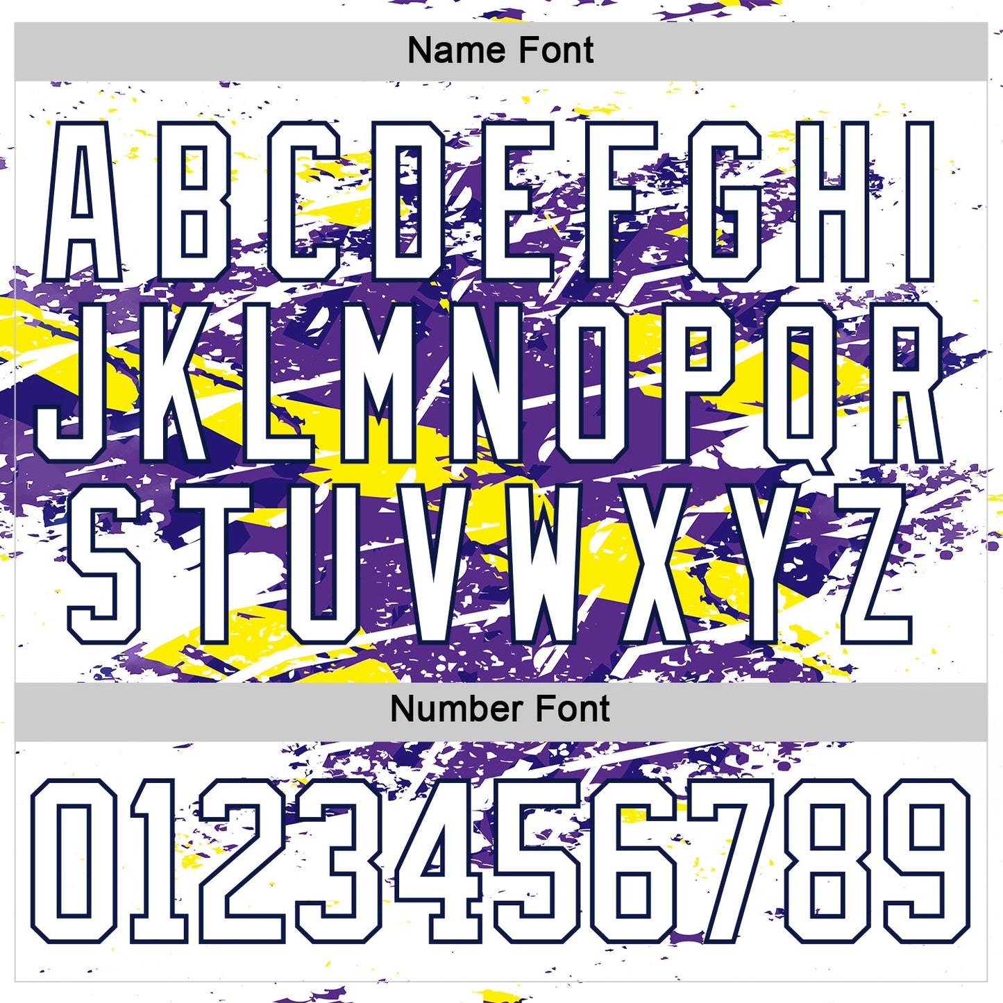 Custom White Purple Yellow-Navy Abstract Splatter Paint Grunge Hockey Lace Neck Jersey view 7