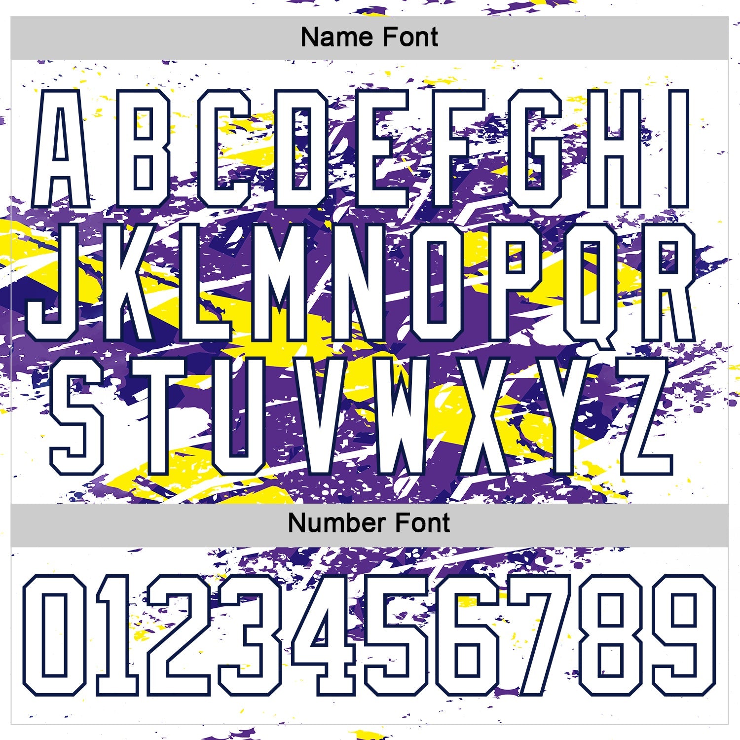 Custom White Purple Yellow-Navy Abstract Splatter Paint Grunge Hockey Lace Neck Jersey view 7