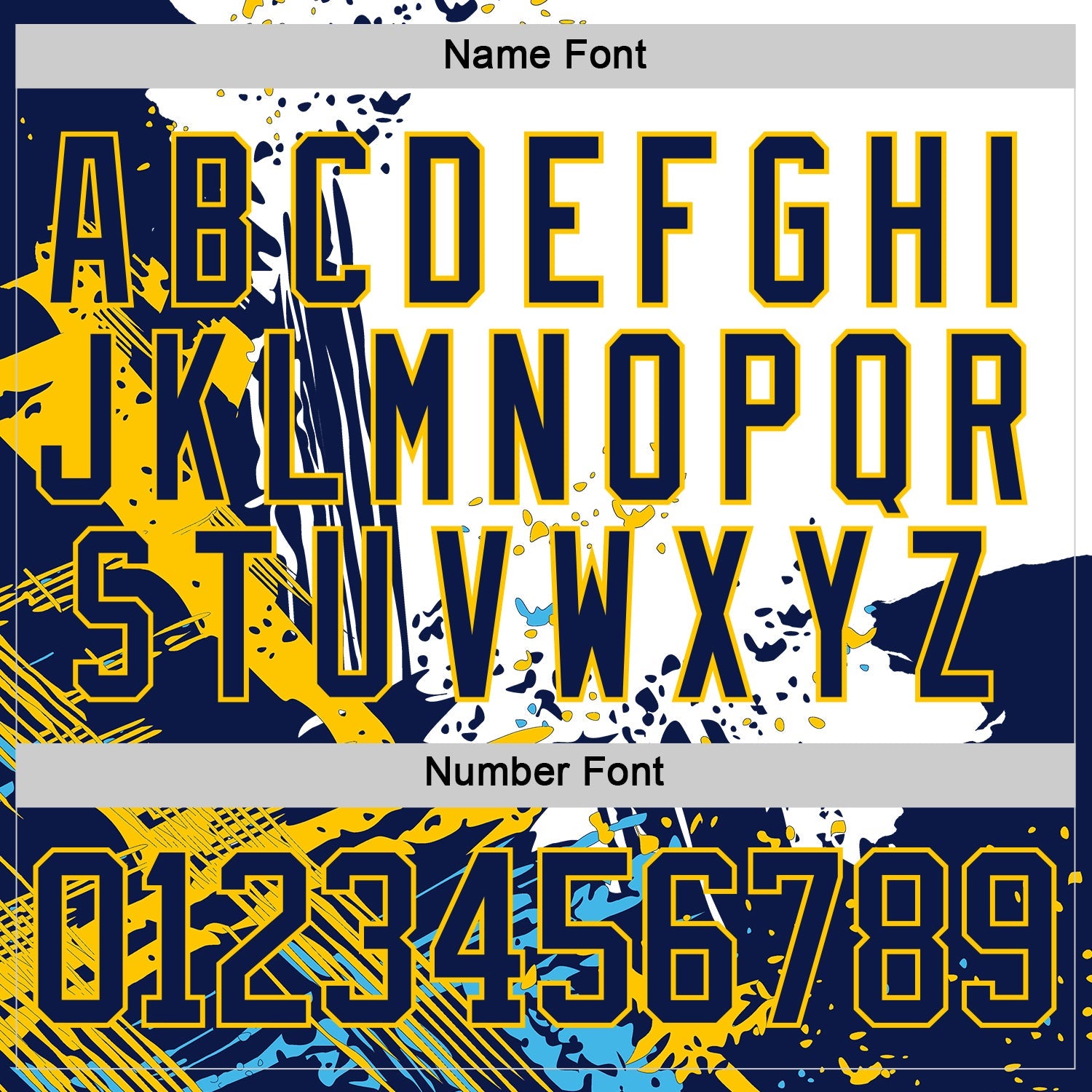 Custom White Navy-Yellow Abstract Splatter Paint Hockey Lace Neck Jersey view 7