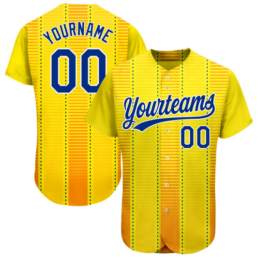 Custom Gold Royal-Orange 3D Pattern Design Authentic Baseball Jersey - Main View