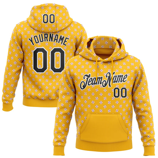 Custom Stitched Gold Black-White Baseball Game Day Pittsburgh Inspired Sports Pullover Sweatshirt Hoodie - Main View