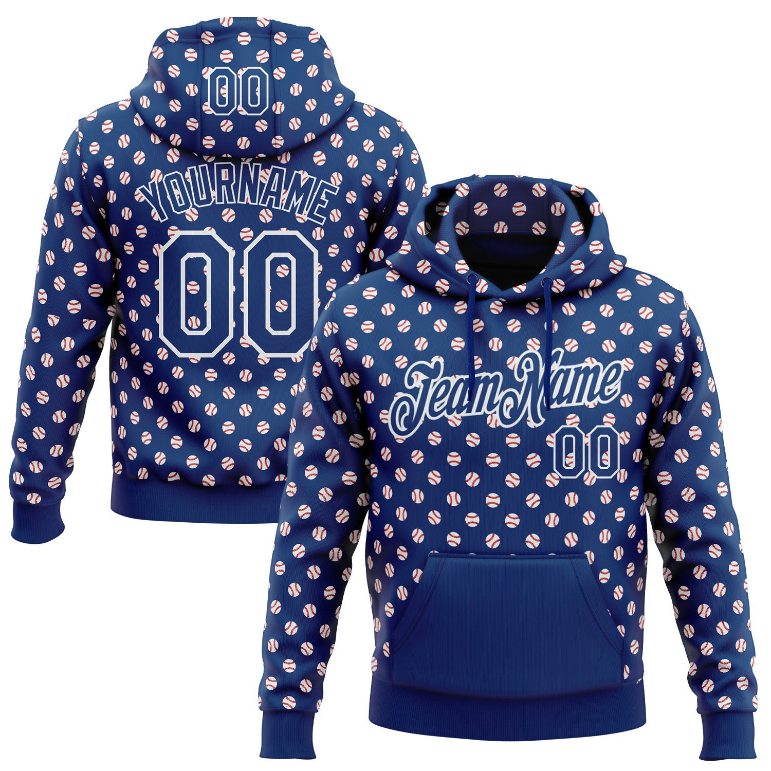Custom Stitched US Navy Blue White Baseball Game Day Indianapolis Inspired Sports Pullover Sweatshirt Hoodie - Main View
