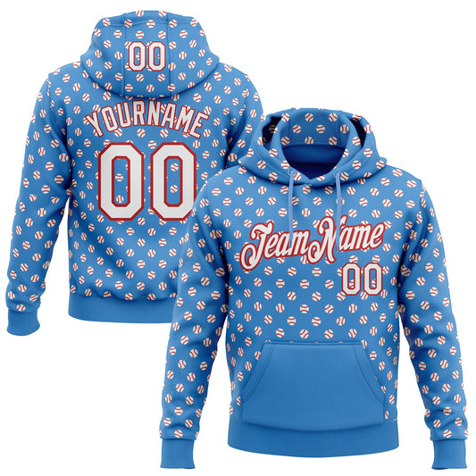 Custom Stitched Powder Blue White-Red Baseball Game Day Tennessee Inspired Sports Pullover Sweatshirt Hoodie - Main View