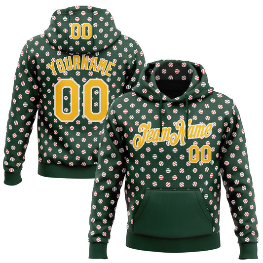 Custom Stitched Green Gold-White Baseball Game Day Green Bay Inspired Sports Pullover Sweatshirt Hoodie - Main View