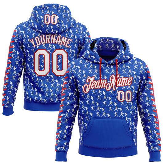 Custom Stitched Thunder Blue White-Red Baseball Game Day Buffalo Inspired Sports Pullover Sweatshirt Hoodie - Main View
