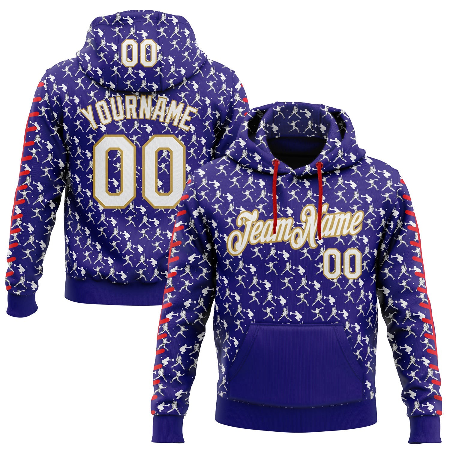 Custom Stitched Dark Purple White Old Gold-Red Baseball Game Day Baltimore Inspired Sports Pullover Sweatshirt Hoodie - Main View