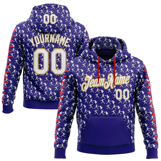 Custom Stitched Dark Purple White Old Gold-Red Baseball Game Day Baltimore Inspired Sports Pullover Sweatshirt Hoodie - Main View