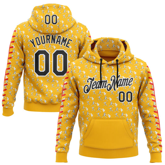 Custom Stitched Gold Black Red-White Baseball Game Day Pittsburgh Inspired Sports Pullover Sweatshirt Hoodie - Main View