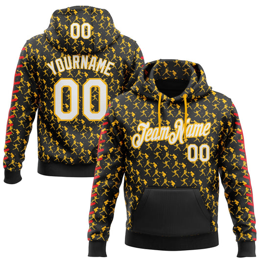 Custom Stitched Black White Gold-Red Baseball Game Day Pittsburgh Inspired Sports Pullover Sweatshirt Hoodie - Main View