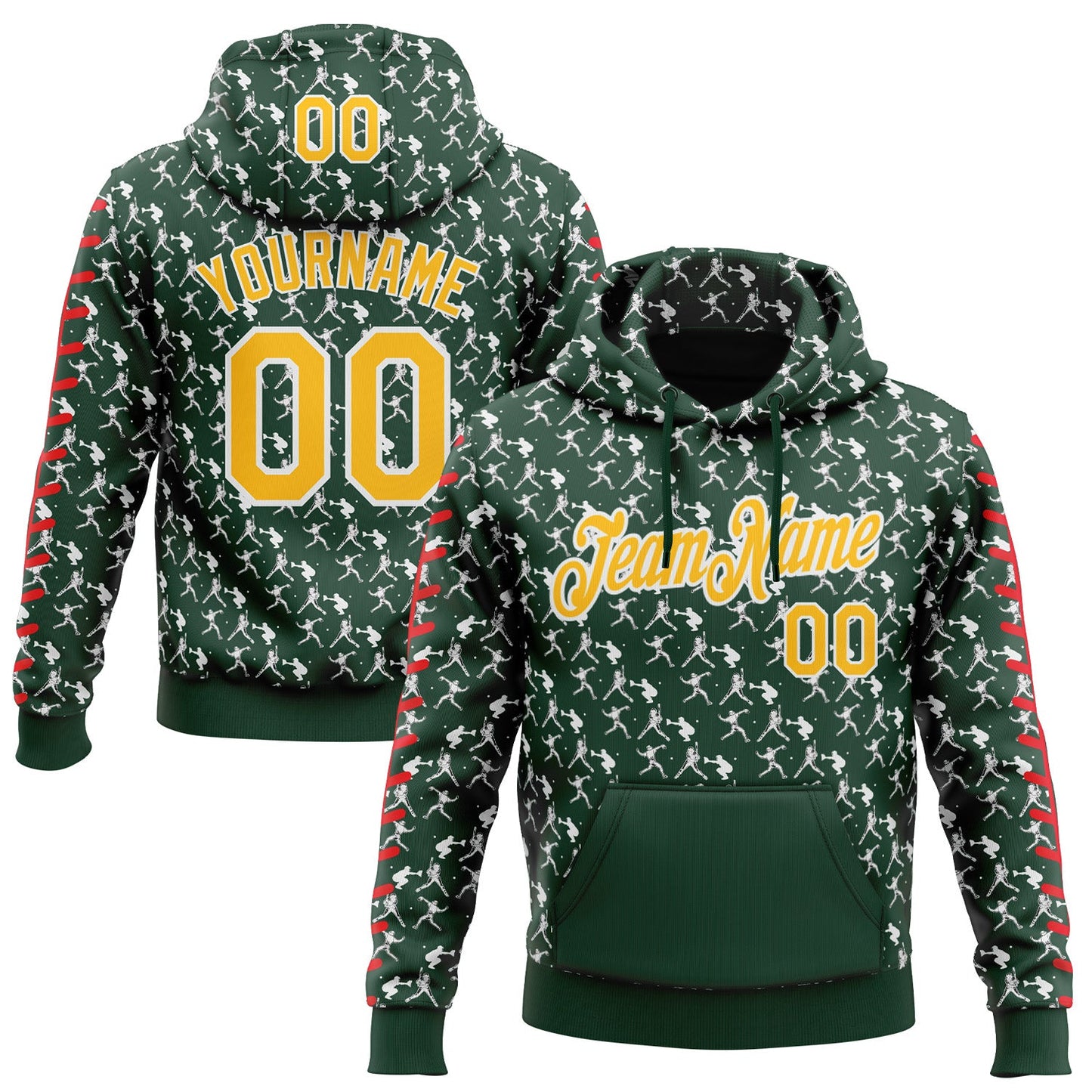 Custom Stitched Green Gold Red-White Baseball Game Day Green Bay Inspired Sports Pullover Sweatshirt Hoodie - Main View