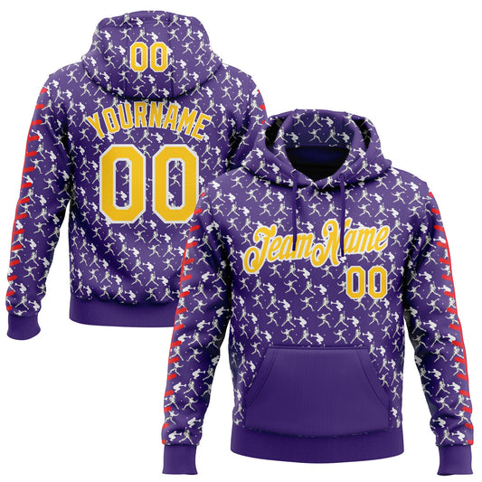 Custom Stitched Purple Yellow Red-White Baseball Game Day Minnesota Inspired Sports Pullover Sweatshirt Hoodie - Main View