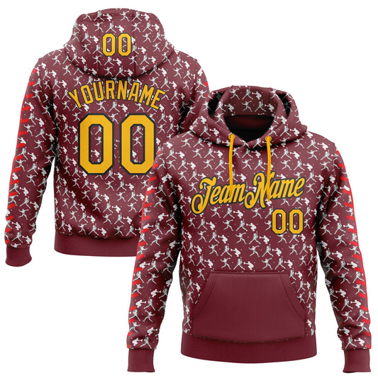 Custom Stitched Burgundy Gold Red Black-White Baseball Game Day Washington Inspired Sports Pullover Sweatshirt Hoodie - Main View
