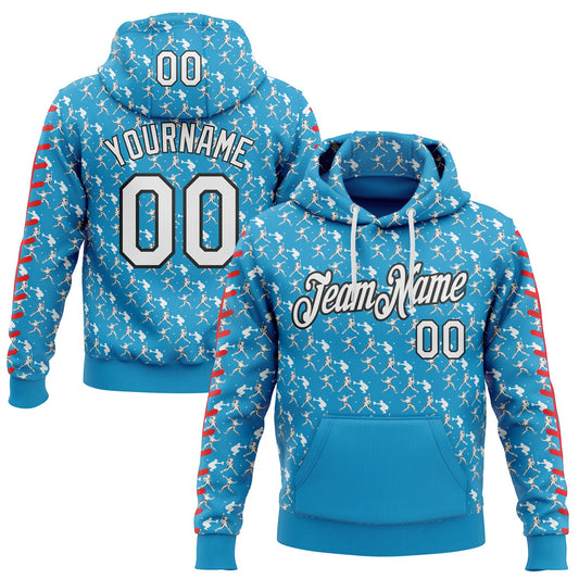 Custom Stitched Panther Blue White Red-Black Baseball Game Day Carolina Inspired Sports Pullover Sweatshirt Hoodie - Main View