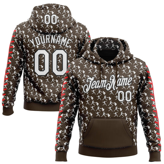 Custom Stitched Brown White Red-Black Baseball Game Day Cleveland Inspired Sports Pullover Sweatshirt Hoodie - Main View