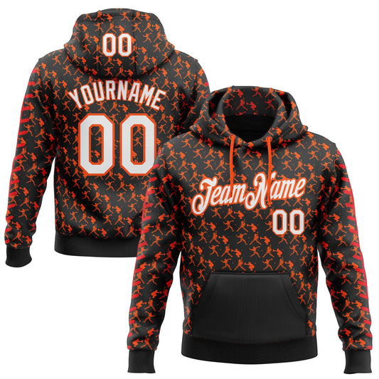 Custom Stitched Black White Orange-Red Baseball Game Day Cincinnati Inspired Sports Pullover Sweatshirt Hoodie - Main View