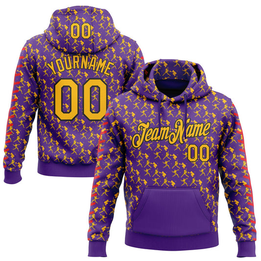 Custom Stitched Purple Gold Red-Black Baseball Game Day Minnesota Inspired Sports Pullover Sweatshirt Hoodie - Main View