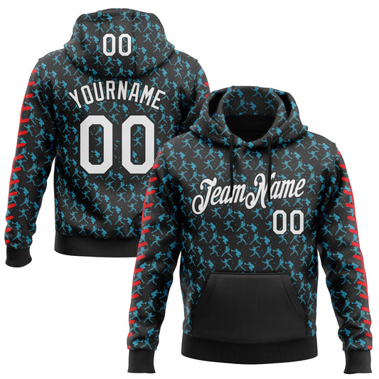 Custom Stitched Black White Panther Blue-Red Baseball Game Day Carolina Inspired Sports Pullover Sweatshirt Hoodie - Main View