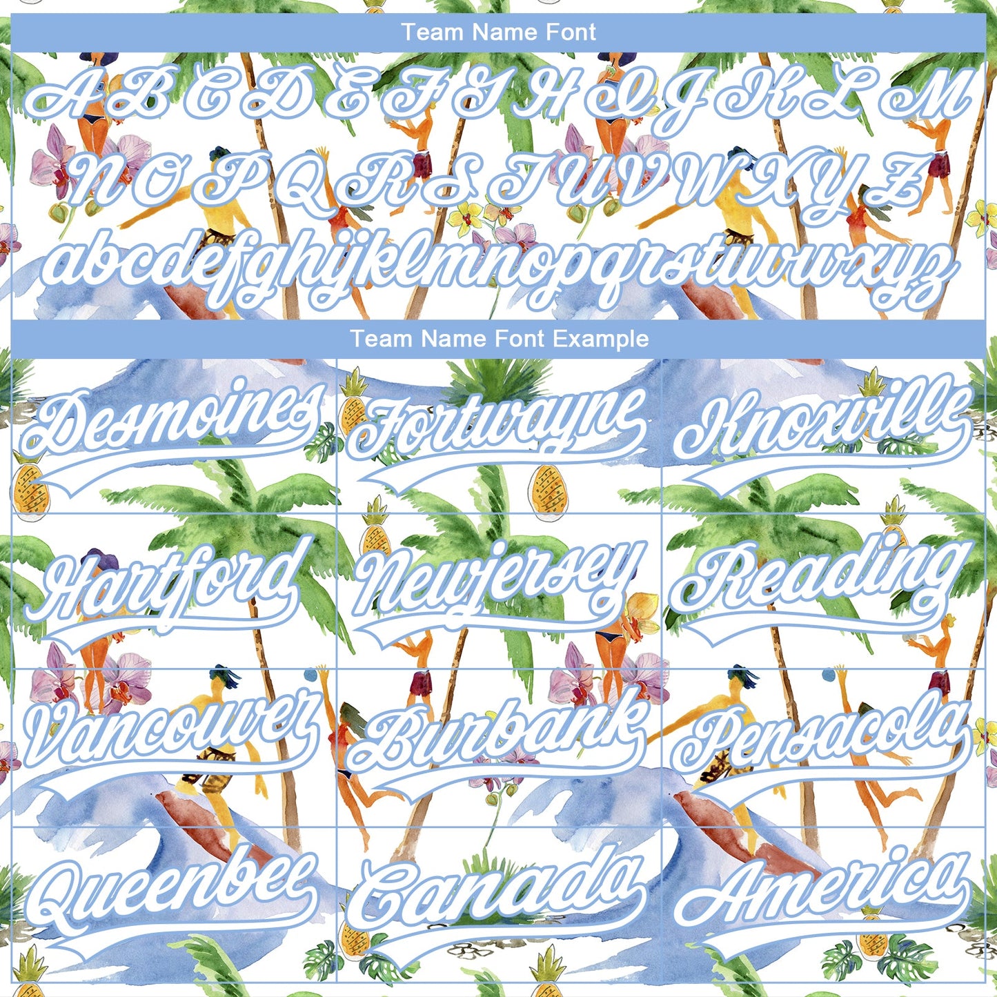 Custom Stitched White Light Blue Hawaii Palm Trees Sports Pullover Sweatshirt Hoodie view 5