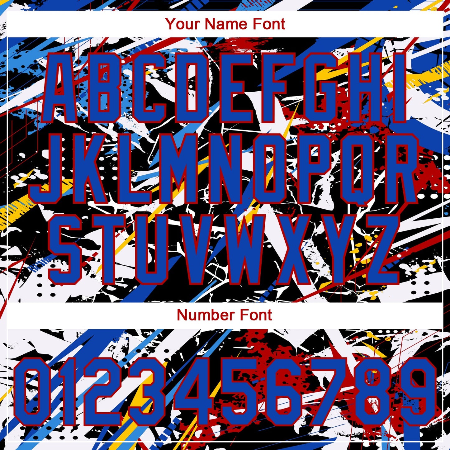 Custom Stitched Graffiti Pattern Thunder Blue-Red Abstract Splatter Sports Pullover Sweatshirt Hoodie view 6