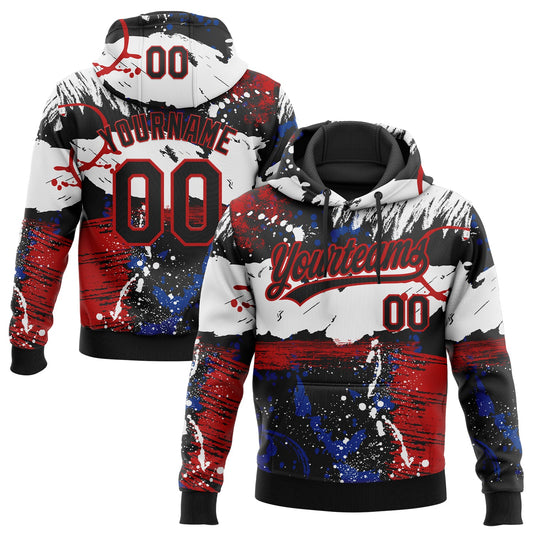 Custom Stitched Graffiti Pattern Black-Red Abstract Splatter Sports Pullover Sweatshirt Hoodie - Main View