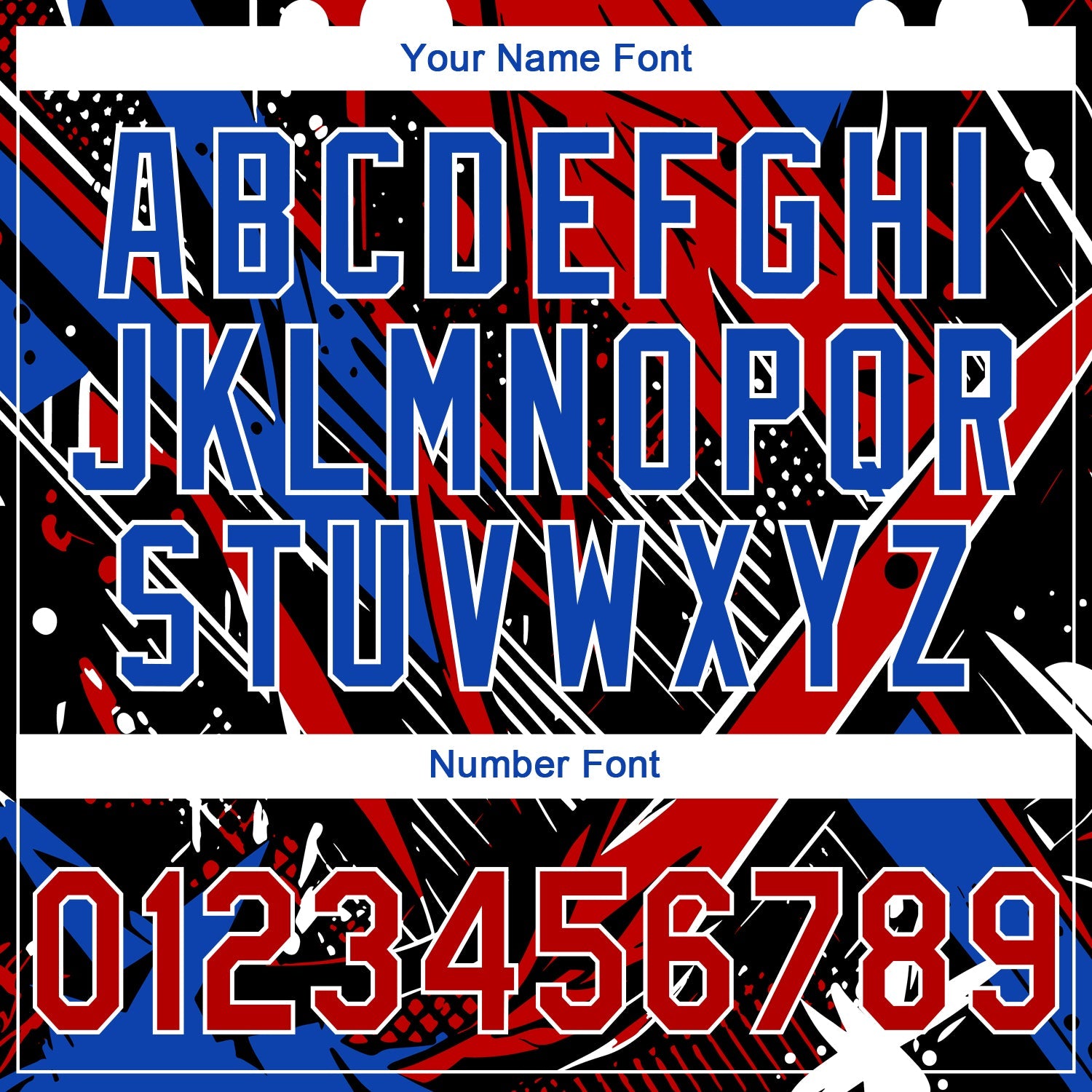 Custom Stitched Graffiti Pattern Red Thunder Blue-White Abstract Splatter Sports Pullover Sweatshirt Hoodie view 6