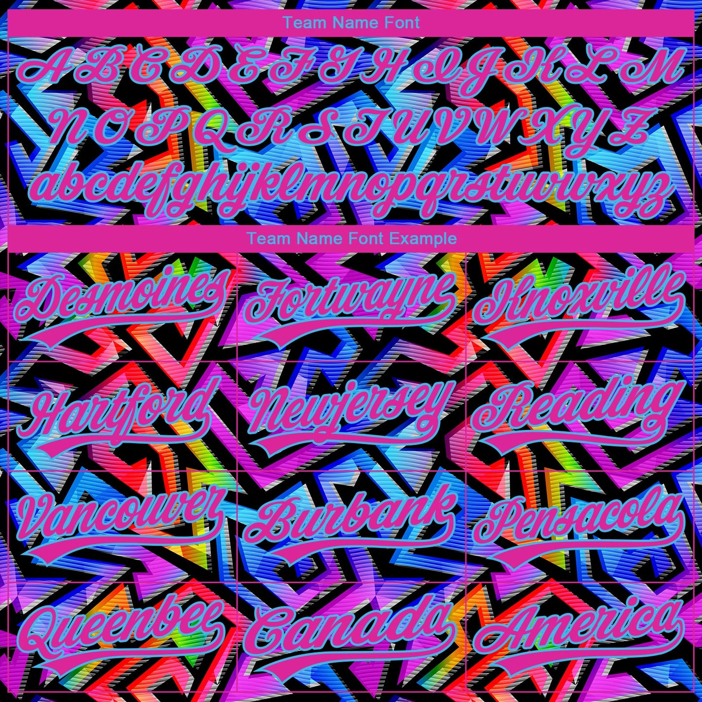 Custom Stitched Graffiti Pattern Hot Pink-Sky Blue Abstract Geometric Sports Pullover Sweatshirt Hoodie view 5